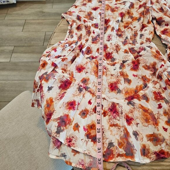IRO Paris Sz Medium Showoff Smocked Cottagecore Boho Feminine Mini Orange Dress - Picture 12 of 15